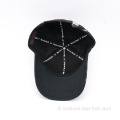 Tappo da baseball di stampa di sublimazione nera con badge metallico
